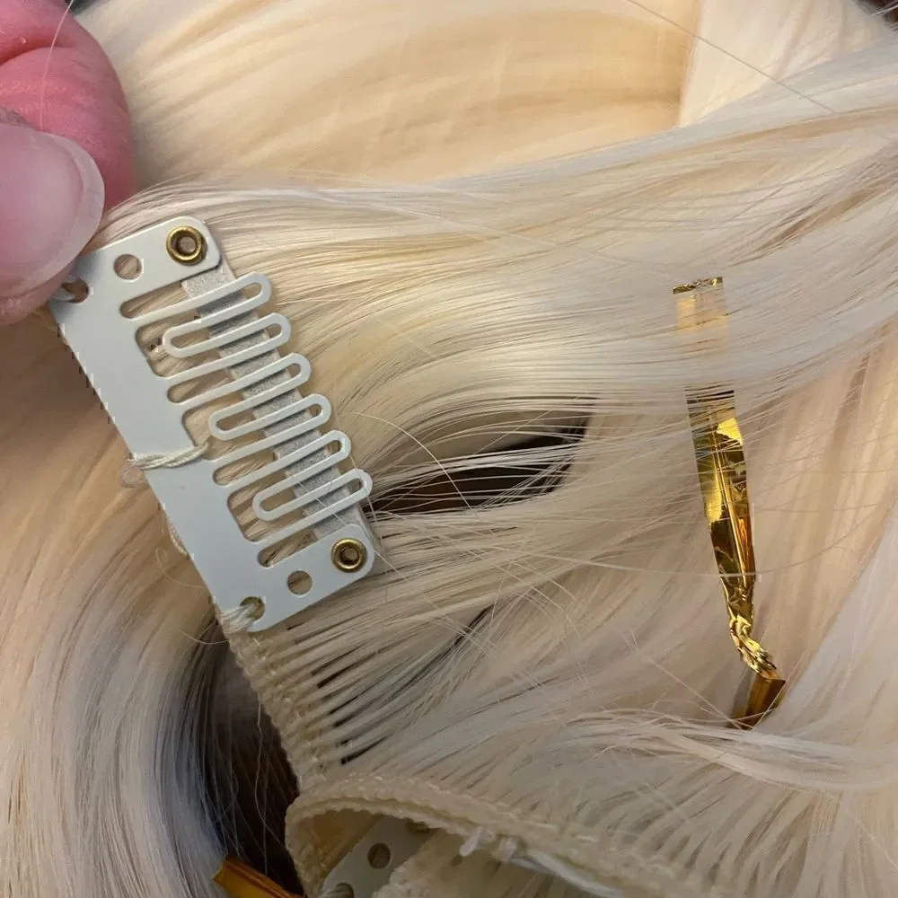 New! 2 Pack (12 clip ins) #613 Bleach Blonde 24 inch Heat Resistant clip ins